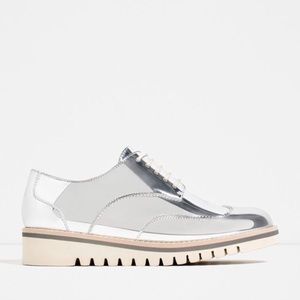Metallic Silver Brogue Sneakers
